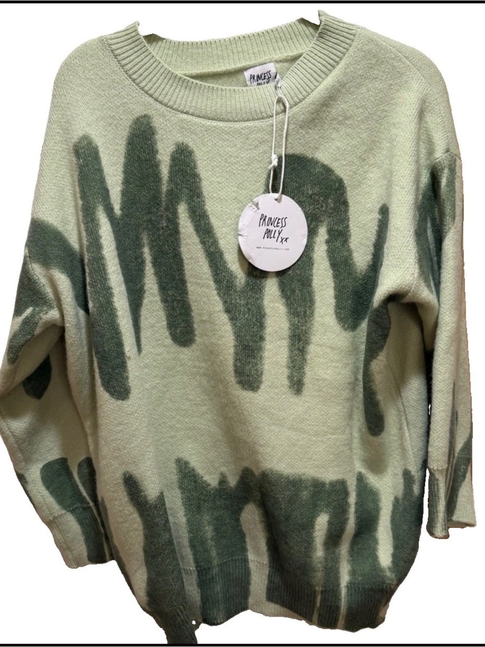 Princess Polly KATIE Sweater Oversized Green Mid-Weight SZ S/M NWT New W/ Tags